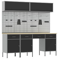 vidaXL Ensemble de placards de travail avec tiroir 10 pcs Noir