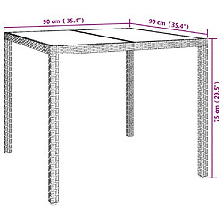 vidaXL Table de Jardin Gris 90 x 90 x 75 cm polyrotin pas cher