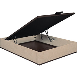 Sommier Lit Coffre Epeda Élite - Chenillé Grège 160x200