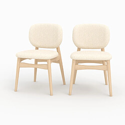 Rendez Vous Deco Lot de 2 chaises en tissu bouclé beige - Paulette
