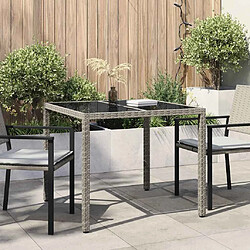 vidaXL Table de jardin pour repas Gris 90 x 90 x 75 cm polyrotin