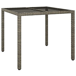 vidaXL Table de jardin pour repas Gris 90 x 90 x 75 cm polyrotin