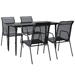 vidaXL Ensemble à manger de jardin 5 pcs noir textilène et acier