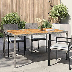 vidaXL Table de jardin pour repas Gris 150 x 90 x 75 cm polyrotin