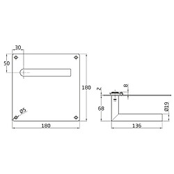 AMIG | Poignées sur plaque 7C | 180 x 180 mm | Acier inoxydable AISI 304 | Mat pas cher