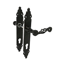 AMIG | Poignées sur plaque à cylindre 102PB | 280 x 44 mm | Plaque d'acier, Poignée zamak | Noir