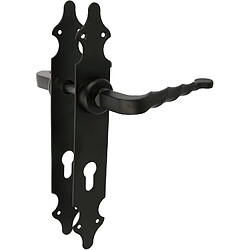 AMIG | Poignées sur plaque à cylindre 101PB | 280 x 44 mm | Plaque d'acier, Poignée zamak | Noir