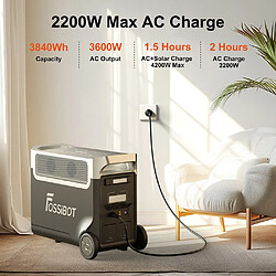 Station d'alimentation portable FOSSiBOT F3600 Pro – Batterie de 3840Wh – Charge solaire de 2000W – Puissance CA de 3600W – 13 ports de sortie pas cher