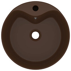 Helloshop26 Lavabo avec trop-plein 36 x 13 cm marron foncé mat céramique 02_0002781