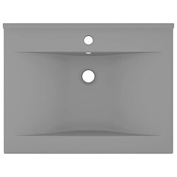 Helloshop26 Lavabo avec trou de robinet vasque à poser de toilette lave-mains de salle de bain cuisine maison intérieur 60 x 46 cm céramique gris clair mat 02_0002768