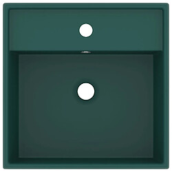 Helloshop26 Lavabo carré de luxe à trop-plein vasque à poser de toilette lave-mains de salle de bain salle cosmétique 41 x 41 cm céramique vert foncé mat 02_0002690