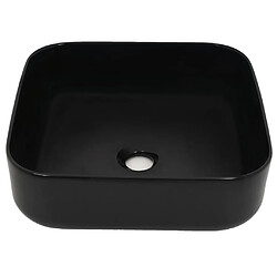 Helloshop26 Lavabo carré céramique 38 x 38 x 13,5 cm vasque salle de bain toilette noir 02_0002537
