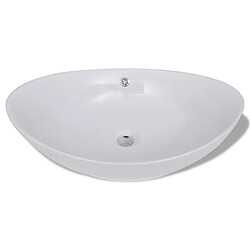 Helloshop26 Lavabo vasque salle de bain ovale avec trop plein 59 cm céramique blanc 02_0002483