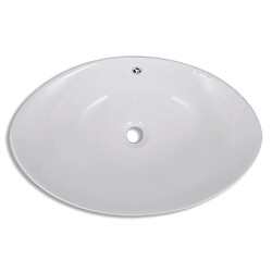 Helloshop26 Lavabo vasque salle de bain ovale avec trop plein 59 cm céramique blanc 02_0002483