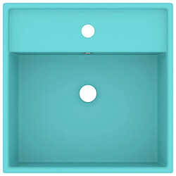 Helloshop26 Lavabo carré de luxe à trop-plein vasque à poser de toilette lave-mains de salle de bain salle cosmétique 41 x 41 cm céramique vert clair mat 02_0002689