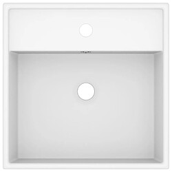 Helloshop26 Lavabo carré de luxe à trop-plein vasque à poser de toilette lave-mains de salle de bain salle cosmétique maison 41 x 41 cm céramique blanc mat 02_0002685