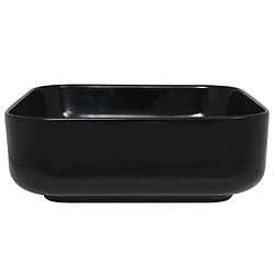 Helloshop26 Lavabo carré céramique 38 x 38 x 13,5 cm vasque salle de bain toilette noir 02_0002537