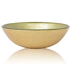 Helloshop26 Lavabo basque salle de bain diamètre 42 cm verre trempé doré 02_0002523