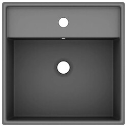 Helloshop26 Lavabo carré de luxe à trop-plein vasque à poser de toilette lave-mains de salle de bain salle cosmétique 41x41 cm céramique gris foncé mat 02_0002692
