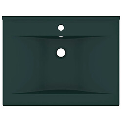 Helloshop26 Lavabo avec trou de robinet vasque à poser de toilette lave-mains de salle de bain cuisine maison intérieur 60 x 46 cm céramique vert foncé mat 02_0002767