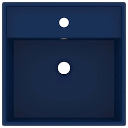 Helloshop26 Lavabo carré de luxe à trop-plein vasque à poser de toilette lave-mains de salle de bain salle cosmétique 41 x 41 cm céramique bleu foncé mat 02_0002688