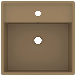Helloshop26 Lavabo carré de luxe à trop-plein 41 x 41 cm céramique crème mat 02_0002694