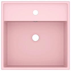 Helloshop26 Lavabo carré de luxe à trop-plein vasque à poser de toilette lave-mains de salle de bain salle cosmétique maison 41 x 41 cm céramique rose mat 02_0002686