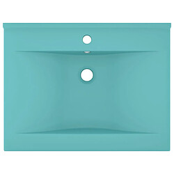 Helloshop26 Lavabo avec trou de robinet vasque à poser de toilette lave-mains de salle de bain cuisine maison intérieur 60 x 46 cm céramique vert clair mat 02_0002766