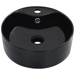 Helloshop26 Lavabo avec trop-plein lave-mains vasque à poser monter salle de bain intérieur salle d'eau cabine de toilette 36 x 13 cm maison céramique noir 02_0002621