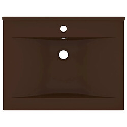Helloshop26 Lavabo avec trou de robinet vasque à poser de toilette lave-mains de salle de bain salle cosmétique 60 x 46 cm céramique marron foncé mat 02_0002770