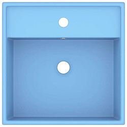 Helloshop26 Lavabo carré de luxe à trop-plein vasque à poser de toilette lave-mains de salle de bain salle cosmétique 41 x 41 cm céramique bleu clair mat 02_0002687