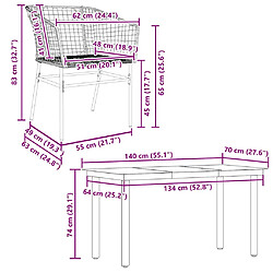 vidaXL Ensemble à manger jardin 5pcs marron poly rotin verre pas cher