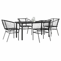 vidaXL Ensemble à manger de jardin 5 pcs noir résine tressée verre