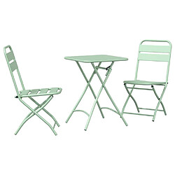 vidaXL Ensemble bistrot 3 pcs Vert Acier
