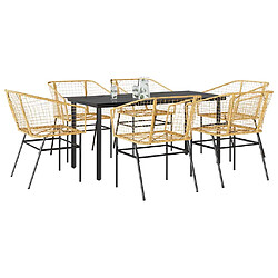 vidaXL Ensemble à manger jardin 7pcs marron rpoly otin verre