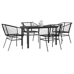 vidaXL Ensemble à manger de jardin 5 pcs noir résine tressée verre