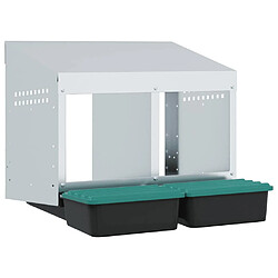 vidaXL Nichoir à poules 2 compartiments, fixation murale, acier galvanisé