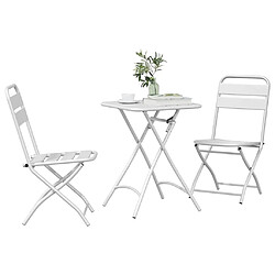 Avis vidaXL Ensemble bistrot 3 pcs Blanc Acier
