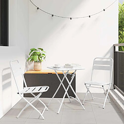 vidaXL Ensemble bistrot 3 pcs Blanc Acier