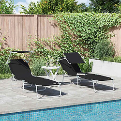 vidaXL Transat 2 pcs Noir 58 x 188 x 77cm Polyester