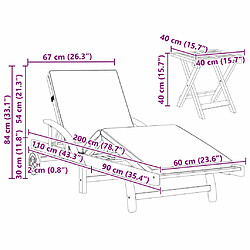 vidaXL Transat 2 pcs Rouge Bois d'Acacia Massif pas cher