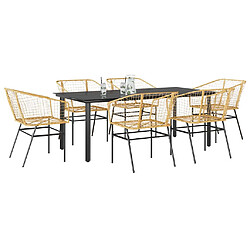 vidaXL Ensemble à manger jardin 7pcs marron rpoly otin verre