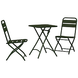 vidaXL Ensemble bistrot 3 pcs Vert Acier