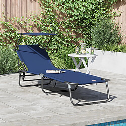 vidaXL Chaise longue pliante avec auvent bleu en tissu Oxford 600D