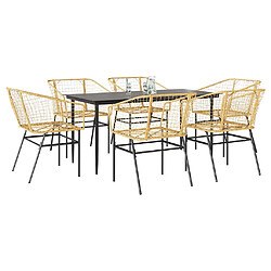 vidaXL Ensemble à manger jardin 7pcs marron rpoly otin verre