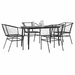 vidaXL Ensemble à manger de jardin 5 pcs noir résine tressée verre