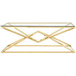 Vivenla Table basse design en acier inoxydable poli doré et plateau en verre trempé transparent L. 120 x P. 60 x H. 45 cm collection PARMA