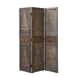 Homestyle4U Paravent 3 pans bois marron