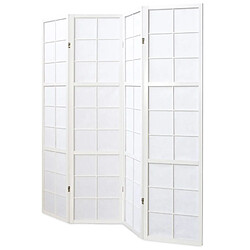 Homestyle4U Paravent bois 4 pans blanc