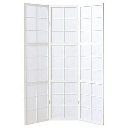 Homestyle4U Paravent bois 3 pans blanc